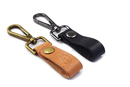 Zafolia Genuine Leather Keychain for Car Home Key Ring Strap Holder Lanyard  Women Men (2 Black and Brown) at  Men's Clothing store